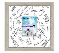 Americanflat 14x14 Wedding Signature Frame with Shatter-Resistant Glass - Use as 5x7 Frame with Mat or Display 14x14 Photos Without Mat - Signature Collection - Autograph Frames for Wall - Driftwood