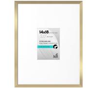 Americanflat 14x18 Picture Frame with Polished Plexiglass - Use as 5x7 Frame with Mat or Display 14x18 Photo Without Mat - Streamline Collection - Thin Border Picture Frames for Wall - Gold