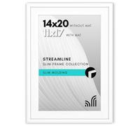 Americanflat 14x20 Picture Frame with Polished Plexiglass - Use as 11x17 Frame with Mat or 14x20 Frame Without Mat - Streamline Collection - Thin Photo Frame for Wall Display - White