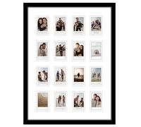 Americanflat 15x20 Instant Film Frame in Black - Instant Mini Film Frame with 16 Openings - Collage Picture Frame with Double White Mat and Polished Plexiglass Cover for Wall Display