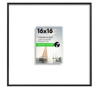 Americanflat 16x16 Floating Picture Frame with Polished Plexiglass - Use as 5x7 Frame with Mat or 16x16 Frame Without Mat - Fusion Float Collection - Slide-in Picture Frame for Wall Display - Black