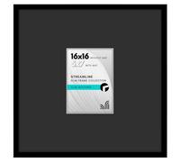 Americanflat 16x16 Picture Frame with Polished Plexiglass - Use as 5x7 Frame with Black Mat or Display 16x16 Photo Without Mat - Streamline Collection - Thin Border Square Frames for Wall - Black