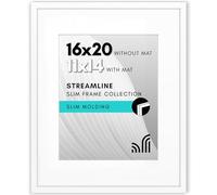 Americanflat 16x20 Polished Perspex Photo Frame 11x14 with Mount or 16x20 Without Mount Thin Frame for Wall Decor Streamline White