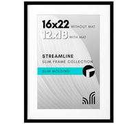 Americanflat 16x22 Picture Frame in Black - Use as 12x18 Poster Frame with Mat or 16x22 Frame Without Mat - Thin Border Photo Frame with Plexiglass Cover - Vertical or Horizontal Wall Display