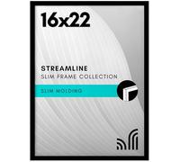 Americanflat 16x22 Picture Frame with Polished Plexiglass - Streamline Collection - Thin Border Picture Frame for Wall Display - Hanging Hardware Included - Black