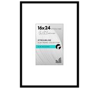 Americanflat 16x24 Poster Frame with Polished Plexiglass - Use as 8x12 Frame with Mat or Display 16x24 Photo Without Mat - Streamline Collection - Thin Border Picture Frames for Wall - Black