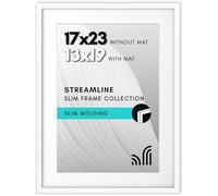 Americanflat 17x23 Picture Frame with Polished Plexiglass - Use as 13x19 Frame with Mat or 17x23 Frame Without Mat - Streamline Collection - Thin Picture Frame for Wall Display - White