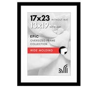 Americanflat 17x23 Picture Frame with Polished Plexiglass - Use as 13x19 Frame with Mat or 17x23 Frame Without Mat - Epic Collection - Wide Picture Frame for Wall Display - Black