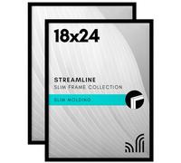 Americanflat 18x24 Poster Frame in Black - Set of 2 - Thin Border Photo Frame with Polished Plexiglass - Wall Picture Frame with Hanging Hardware Included for Horizontal or Vertical Display Format