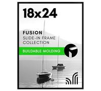 Americanflat 18x24 Poster Frame with Polished Front Cover - Slide-In Photo Frame with Buildable Molding - Fusion Collection - Picture Frames for Wall Display - Black