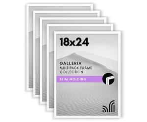 Americanflat 18x24 Poster Frame with Polished Plexiglass - Set of 5 - Galleria Collection - Gallery Wall Frame Set for Wall Display - White
