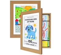 Americanflat A4 Kids Artwork Display Frame in Dark Oak - Use as 25.5x32 cm Kids Art Frame without Mount - Front Opening Childrens Artwork Display Holds 100 Pieces - Set of 2