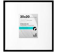 Americanflat 20x20 Black Plastic Picture Frame - Modern Square Frame with Plexiglass Cover - Easy Photo Insertion, Wall Mount