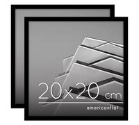 Americanflat 20x20 cm Picture Frame with Shatter-Resistant Glass - Set of 2 - Streamline Collection - Thin Border Photo Frame with Hanging Hardware and Easel for Tabletop and Wall Display - Black