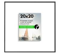 Americanflat 20x20 Floating Picture Frame with Polished Plexiglass - Use as 8x10 Frame with Mat or 20x20 Frame Without Mat - Fusion Float Collection - Slide-in Picture Frame for Wall Display - Black