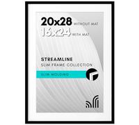 Americanflat 20x28 Picture Frame in Black - Use as 16x24 Picture Frame with Mat or 20x28 Frame Without Mat - Thin Border Photo Frame with Plexiglass Cover - Vertical or Horizontal Wall Display