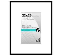 Americanflat 22x28 Poster Frame with Polished Plexiglass - Use as 11x17 Frame with Mat or Display 22x28 Photo Without Mat - Signature Collection - Thin Picture Frames for Wall Display - Black