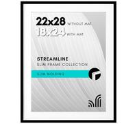 Americanflat 22x28 Poster Frame with Polished Plexiglass - Use as 18x24 Frame with Mat or 22x28 Frame Without Mat - Streamline Collection - Thin Picture Frame for Wall Display - Black