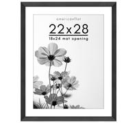 Americanflat 22x28 Poster Frame with Polished Plexiglass - Use as 18x24 Frame with Mat or 22x28 Frame Without Mat - Hudson Collection - Wide Photo Fra
