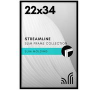 Americanflat 22x34 Poster Frame with Polished Plexiglass - Streamline Collection - Thin Border Picture Frame for Wall Display - Hanging Hardware Included - Black