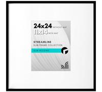 Americanflat 24x24 Picture Frame in Black - Use as 11x14 Picture Frame with Mat or 24x24 Frame Without Mat - Thin Border Photo Frame with Plexiglass Cover - Square Picture Frame for Wall Display
