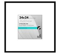 Americanflat 24x24 Picture Frame with Polished Plexiglass - Use as 12x12 Frame with Mat or 24x24 Frame Without Mat - Streamline Collection - Thin Square Picture Frame for Wall Display - Black