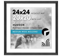 Americanflat 24x24 Picture Frame with Polished Plexiglass - Use as 20x20 Frame with Mat or Display 24x24 Photo Without Mat - Hudson Collection - Wide Square Frames for Wall Display - Black