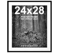 Americanflat 24x28 Picture Frame in Black - Use as 20x24 Picture Frame with Mat or 24x28 Frame Without Mat - Thin Border Photo Frame with Plexiglass Cover - Vertical or Horizontal Wall Display