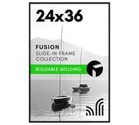 Americanflat 24x36 Poster Frame with Polished Front Cover - Slide-In Photo Frame with Buildable Molding - Fusion Collection - Picture Frames for Wall Display - Black