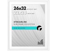 Americanflat 26x32 Picture Frame with Polished Plexiglass - Use as 22x28 Frame with Mat or 26x32 Frame Without Mat - Streamline Collection - Thin Photo Frame for Wall Display - White