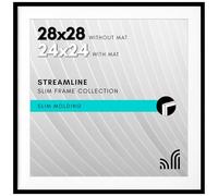 Americanflat 28x28 Picture Frame in Black - Use as 24x24 Picture Frame with Mat or 28x28 Frame Without Mat - Thin Border Photo Frame with Plexiglass Cover - Vertical or Horizontal Wall Display