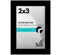 Americanflat 2x3 Picture Frame with Polished Crystal-Clear Glass - Streamline Collection - Thin Border Photo Frame for Tabletop Display - Easel Stand Included - Black