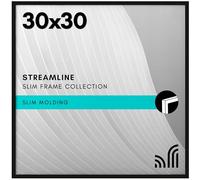 Americanflat 30x30 Picture Frame with Polished Plexiglass - Streamline Collection - Thin Square Picture Frame for Wall Display - Hanging Hardware Included - Black