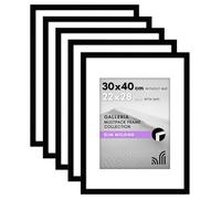 Americanflat 30x40 Picture Frame (12x16 Inches) with Shatter Resistant Acrylic - Set of 5 - Use as A4 Frame with Mount or 30x40 Frame without Mount - Gallery Wall Frame Set for Wall Display - Black