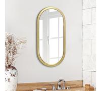 Americanflat 30x61 cm Gold Oval Mirror - Framed Bathroom Mirror, Living Room, Bedroom - Vanity Mirror with Vertical Mount - Modern Rounded Frame