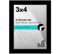 Americanflat 3x4 Picture Frame with Polished Crystal-Clear Glass - Streamline Collection - Thin Border Photo Frame for Tabletop Display - Easel Stand Included - Black