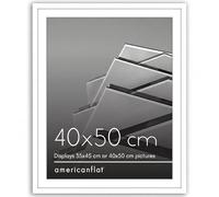 Americanflat 40x50 cm Picture Frame with Polished Plexi Cover - Use as 35x45 cm Wall Photo Frame with Mount or Display 50x40 cm Photo without Mount - Streamline Collection - White