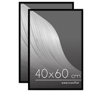 Americanflat 40x60 cm Picture Frame with Polished Plexi Cover - Set of 2 - Streamline Collection - Thin Border Picture Frame for Wall Display - Hanging Hardware Included - Black