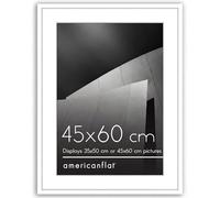 Americanflat 45x60 cm Picture Frame with Polished Plexi Cover - Use as 35x50 cm Wall Photo Frame with Mount or Display 60x45 cm Photo without Mount - Streamline Collection - White