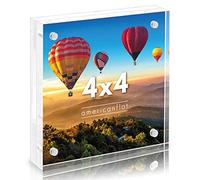 Americanflat 4x4 Acrylic Picture Frame - Scratch Resistant with Magnetic Corners & Freestanding for Tabletop