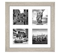 Americanflat 4x4 Collage Photo Frame with Shatter-Resistant Glass - Signature Collection - Fits Four 4x4 Photos or Use as One 10x10 Picture Frame for Wall Display - Driftwood