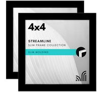 Americanflat 4x4 Picture Frame in Black with Shatter Resistant Glass - Thin Border Frames for Wall and Tabletop (Set of 2)