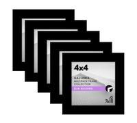 Americanflat 4x4 Picture Frame with Polished Plexiglass - Set of 5 - Galleria Collection - Gallery Wall Frame Set for Tabletop and Wall Display - Black