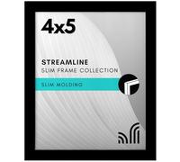 Americanflat 4x5 Picture Frame with Shatter-Resistant Glass - Streamline Collection - Thin Border Photo Frame for Tabletop and Wall Display - Hanging Hardware and Easel Stand Included - Black
