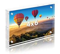 Americanflat 4x6 Acrylic Picture Frame - Double Sided Frames with Magnetic Corners - Transparent Acrylic Frames for Desk or Tabletop Display - 4x6 Picture Frame with Microfiber Cloth Included
