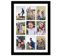 Americanflat 4x6 Collage Picture Frame with Polished Plexiglass - Multi Picture Frames Fit Nine 4x6 Photos or Use as One 14x20 Frame for Wall Display - Signature Collection - Black