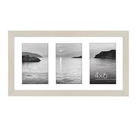 Americanflat 4x6 Collage Picture Frame with Shatter-Resistant Glass - Fits Three 4x6 Photos or Use as One 8x16 Picture Frame - Signature Collection - Collage Frames for Tabletop and Wall - Light Wood