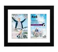 Americanflat 4x6 Double Picture Frame in Black - Composite Wood with Shatter Resistant Glass - Horizontal and Vertical Formats for Wall and Tabletop