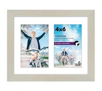 Americanflat 4x6 Double Picture Frame with Shatter-Resistant Glass - Fits Two 4x7 Photos with Mat or One 8x10 Picture with Mat - Signature Collection - Photo Frame for Tabletop and Wall - Lightwood