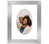 Americanflat 4x6 Picture Frame with Oval Mat Insert and Shatter-Resistant Glass - Signature Collection - Designer Photo Frames for Tabletop and Wall Display - 6x8 Picture Frame without Mat - Silver